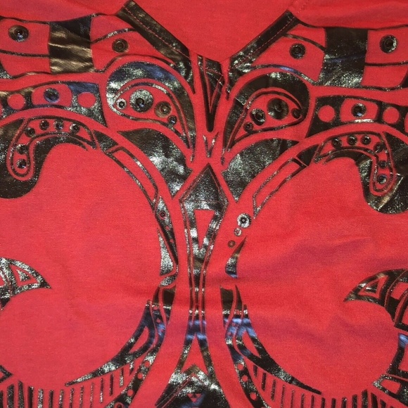 NEW  Dereon slashed Red BACK OPEN SHIRT tee PLUS  Y2K 00's 1X 14 16 - Picture 12 of 17